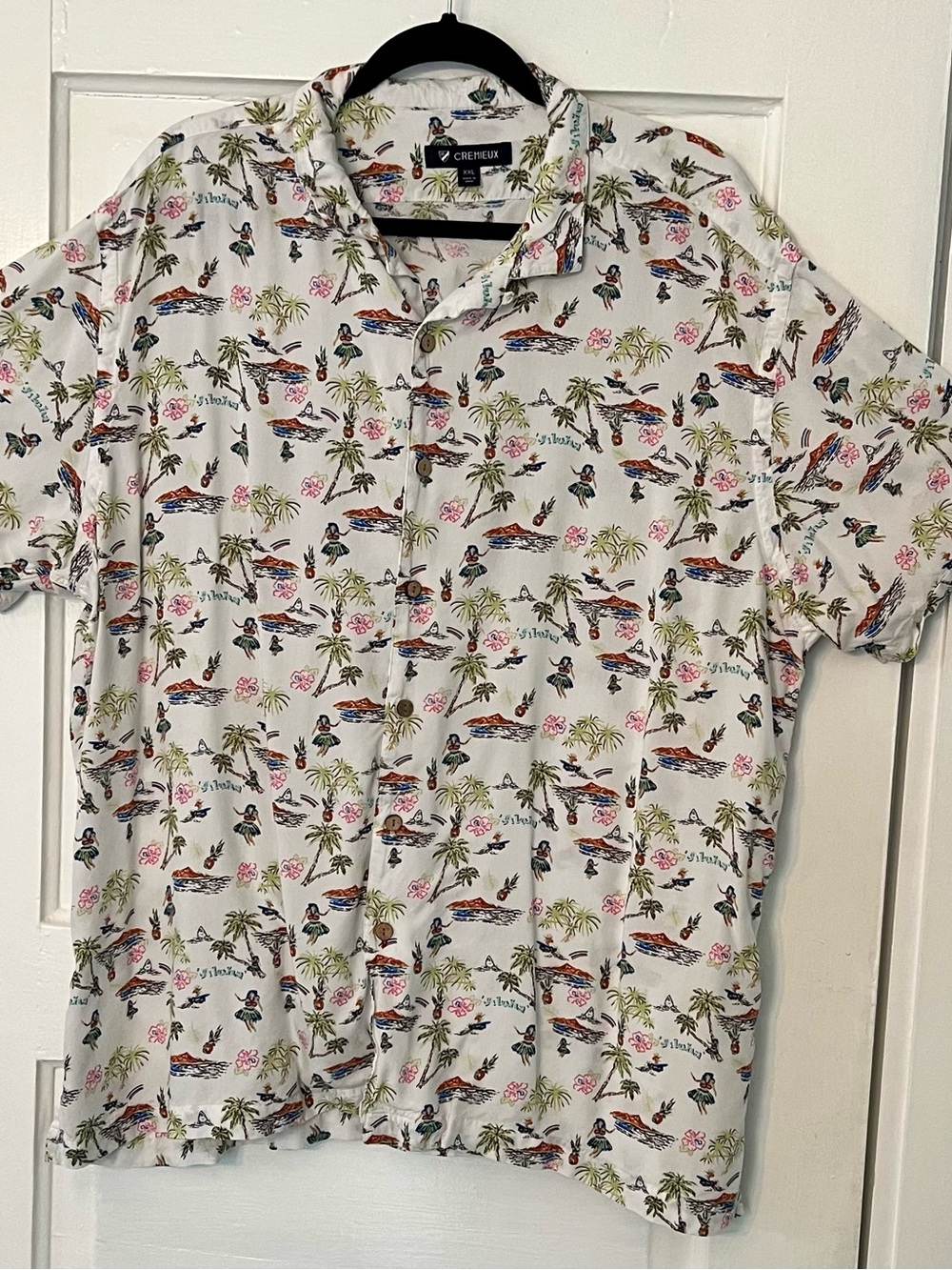 Daniel Cremieux Men’s XXL White Short-Sleeve Hawaiian Tropical Print Shirt